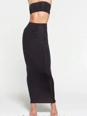 SKIMS Black Sparkle Maxi Pencil Skirt
